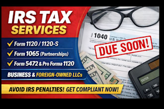 prepare irs 5472, 1120, 1065 and w7 itin for foreign owned llc