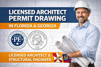 licensed architect permit pe stamp 2d floor plan engineering for florida georgia
