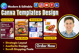 create editable canva templates and instagram social media post design for feed