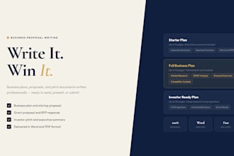 write a business plan, business proposal or pitch deck