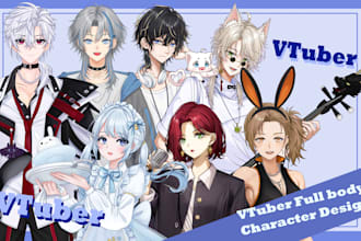 draw a full body vtuber character with expressions