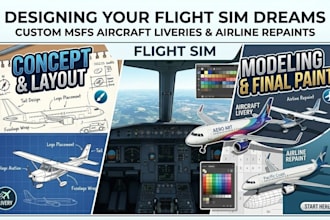 design custom msfs aircraft livery, airline repaint, and flight sim plane paint