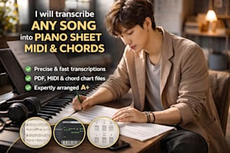 transcribe any song into piano sheet music, midi, and chords