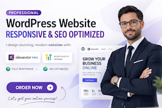 design wordpress website using elementor pro responsive and seo optimized