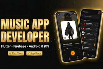 develop a music player app for android and ios with flutter and firebase