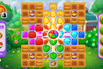 develop a high quality match 3 unity puzzle game for mobile