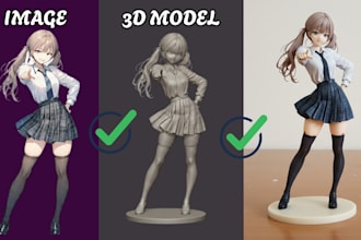 convert 2d images to 3d anime figure figurine toy stylized 3d character design