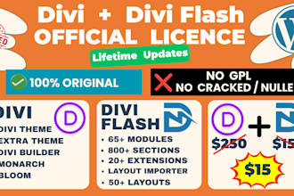 install and activate divi and divi flash with lifetime license