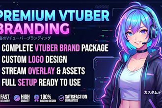 design complete vtuber brand package, logo, stream overlay, and setup