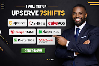 setup upserve 7shifts cake pos hungerrush clover pos poster pos oracle micros