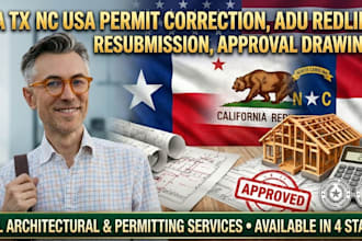 ca tx nc USA permit correction, adu redline,  resubmission, approval drawings