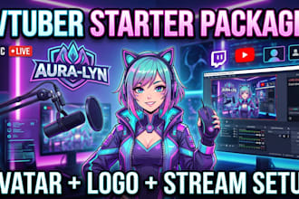 build your vtuber starter package, avatar, logo, and streaming setup