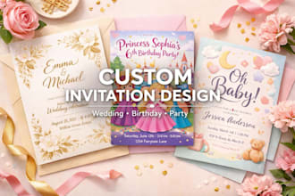 design stunning wedding birthday baby shower and party invitation cards