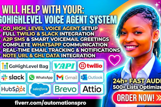 gohighlevel voice agent twilio slack whatsapp a2p email tracking note url