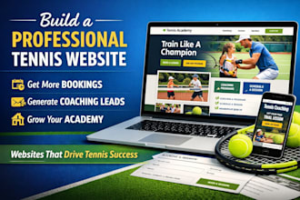 design tennis website sports website fitness gym coach wordpress shopify store