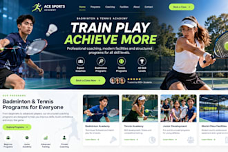 design tennis website for coach academy club sports fitness tennis website
