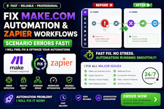 fix make com automation zapier workflows scenario errors fast automation bug fix