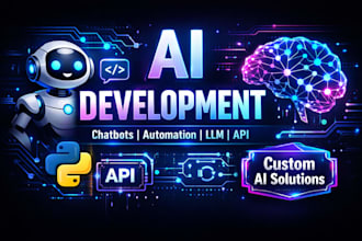 develop ai apps, ai chatbot, automation, llm, API, custom ai solution ai website