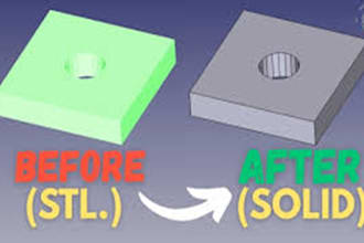 convert stl to cad, perform reverse engineering and rebuild 3d scan files