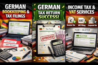 do german bookkeeping, income tax, vat, corporate tax return filings via elster