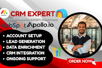 setup apollo, clay, hubspot, gohighlevel and monday CRM automation