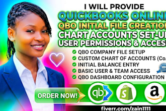 setup quickbooks online qbo initial chart accounts company file creation user