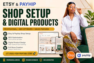 do etsy digital product, etsy shop set up, etsy seo, etsy listing, etsy, payhip
