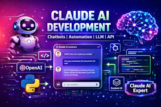 develop claude ai chatbot, ai apps, automations, api integration, llm solutions