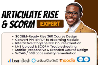 design interactive scorm elearning course in articulate storyline and rise 360
