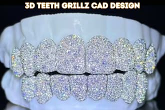 design custom teeth grillz 3d cad jewelry diamond gem render in rhino matrixgold