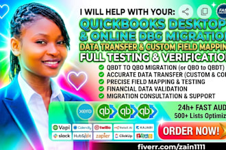 quickbooks desktop online migration data transfer custom field mapping testing