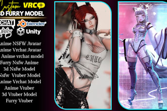 fix, edit and rig vrchat furry avatar  vrc anime nsfw model, for pc, quest