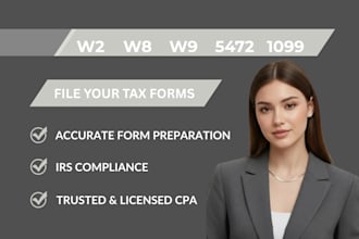 prepare and efile your w2, w9, w8 ben, 1099 nec and 1099 misc tax form