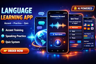 build accent training app, idioms learning app, language practice app, quiz app