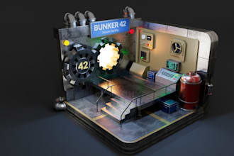 low poly 3d models and isometric room design