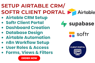 setup airtable softr client portal dashboard database automation with n8n