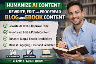 humanize ai content rewrite edit proofread blog ebook content