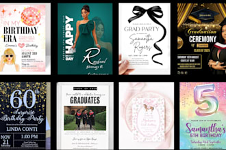 create graduation invitation templates, canva design, party invites, printable