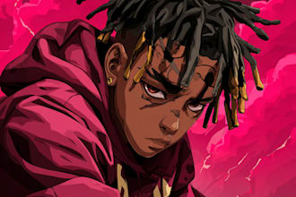 draw unique anime or cartoon album cover art