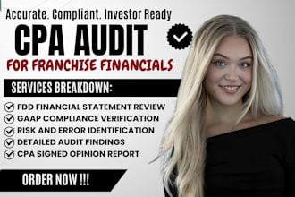 cpa franchise audit for fdd compliance with gaap and signed opinion report