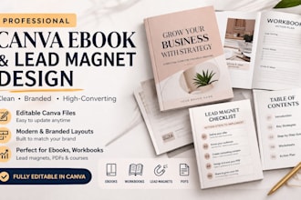 design editable canva lead magnet pdf, workbook, ebook design, digital planners