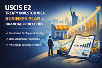 develop a uscis e2 treaty investor visa business plan with financial projections