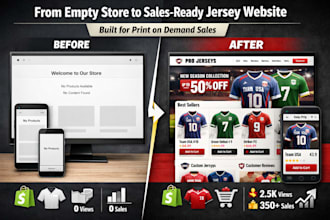 design sport football jersey soccer print on demand shopify landing page website