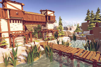 create low poly 3d assets props environments for game unity unreal in blender