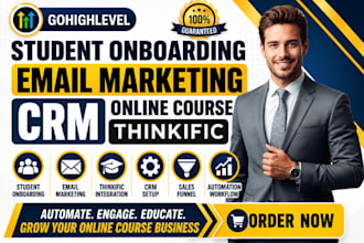 setup gohighlevel student onboarding email marketing crm online course thinkific