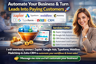 integrate zapier google ads typeform weblow mailchimp zoho crm hubspot system