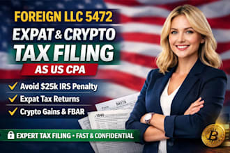 file foreign llc 5472 expat tax return and crypto tax filing as US CPA