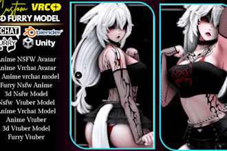 do vrc anime commission, vr furry character,  vrchat nsfw avatar, vtuber animaze