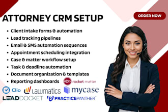 do attorney CRM clio mycase lawmatics rocket matter lead docket practicepanther
