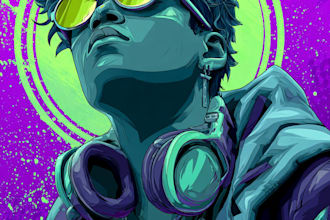 create anime cartoon cover art for your album cover